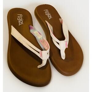 Flojos Women's White Tie Dye Thong Flip Flops Size 8 Fabric Lining